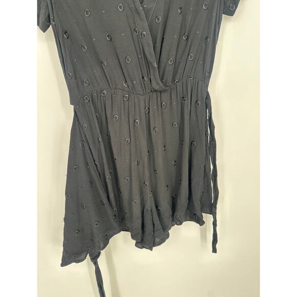 Anthropologie Ettwa Greenbrier Embroidered Romper Black Short Sleeve Bohemian XS - Picture 5 of 9